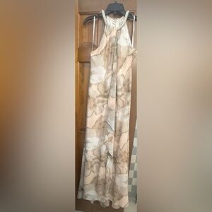 Calvin Klein Collection Floral Maxi Dress - Cream and Tan